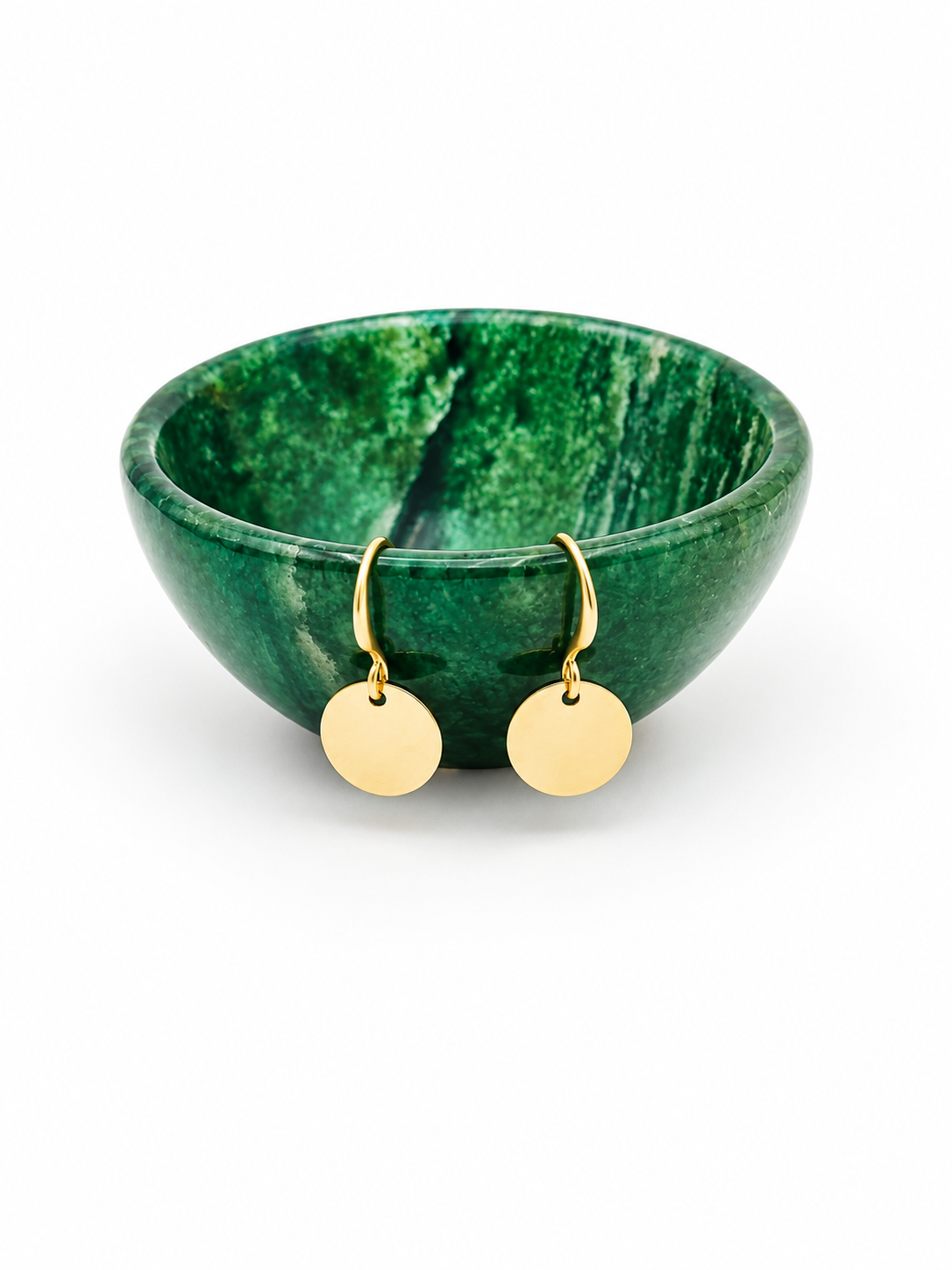 Handmade 10mm Gold Plated Disc Drop Earrings – Lightweight Textured Coin Dangles