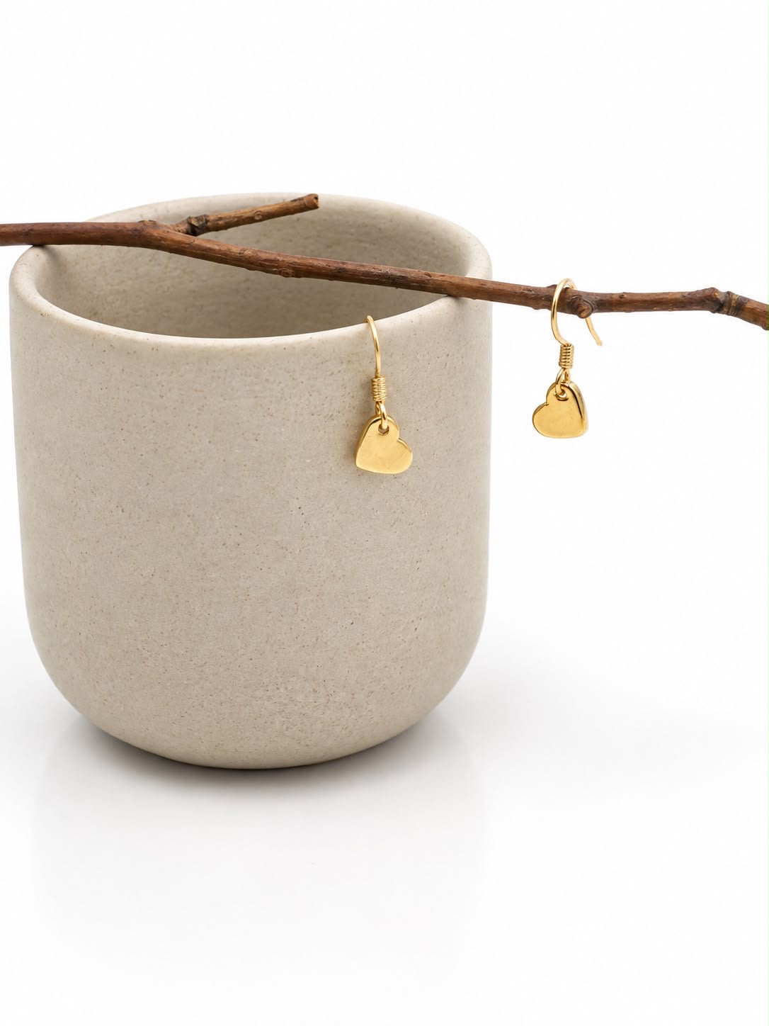 Tiny Golden Glow: Handmade Gold Plated Heart Drop Earrings (8mm)