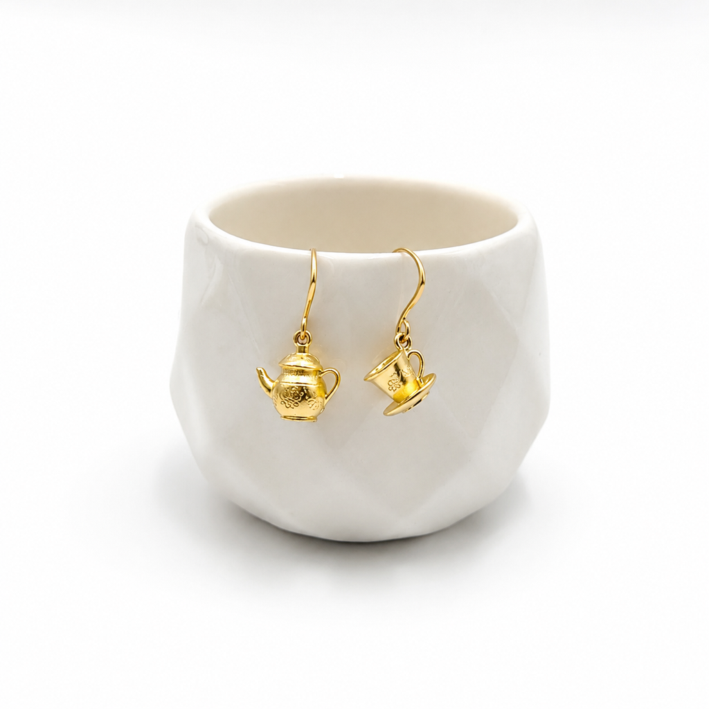 Handcrafted Teapot & Teacup Dangle Earrings