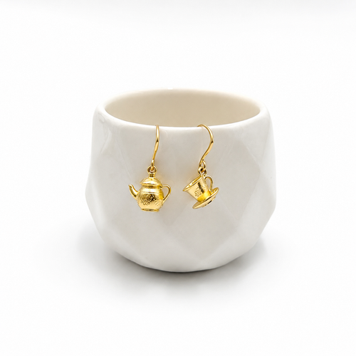 Handcrafted Teapot & Teacup Dangle Earrings