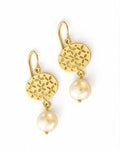 Gold Pearl Drop Earrings – Floral Connector Dangles