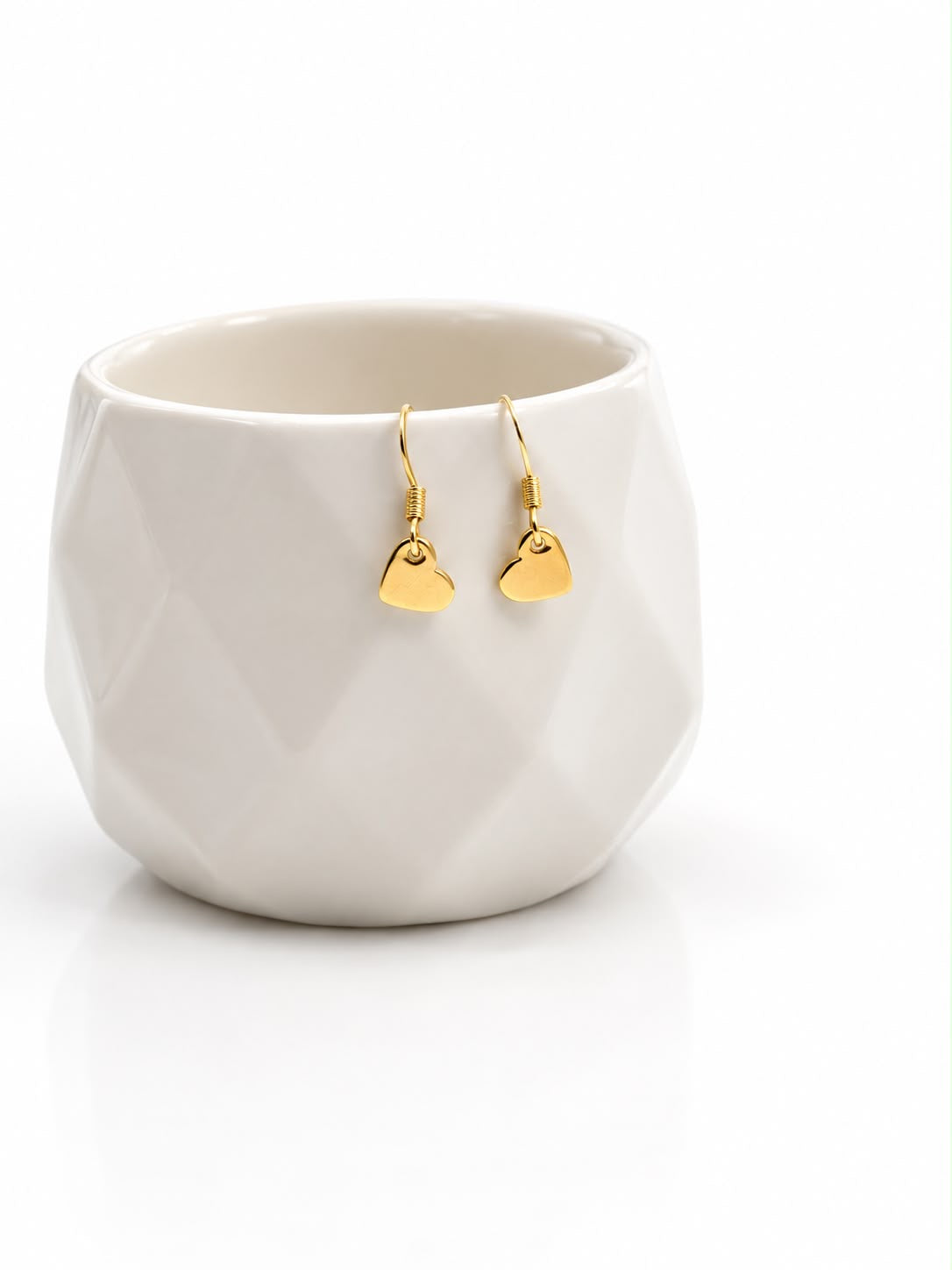 Tiny Golden Glow: Handmade Gold Plated Heart Drop Earrings (8mm)