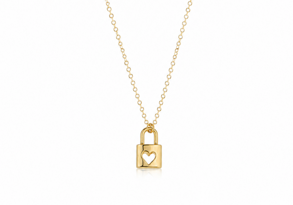 Golden Heart Lock Necklace - 14K Gold filled