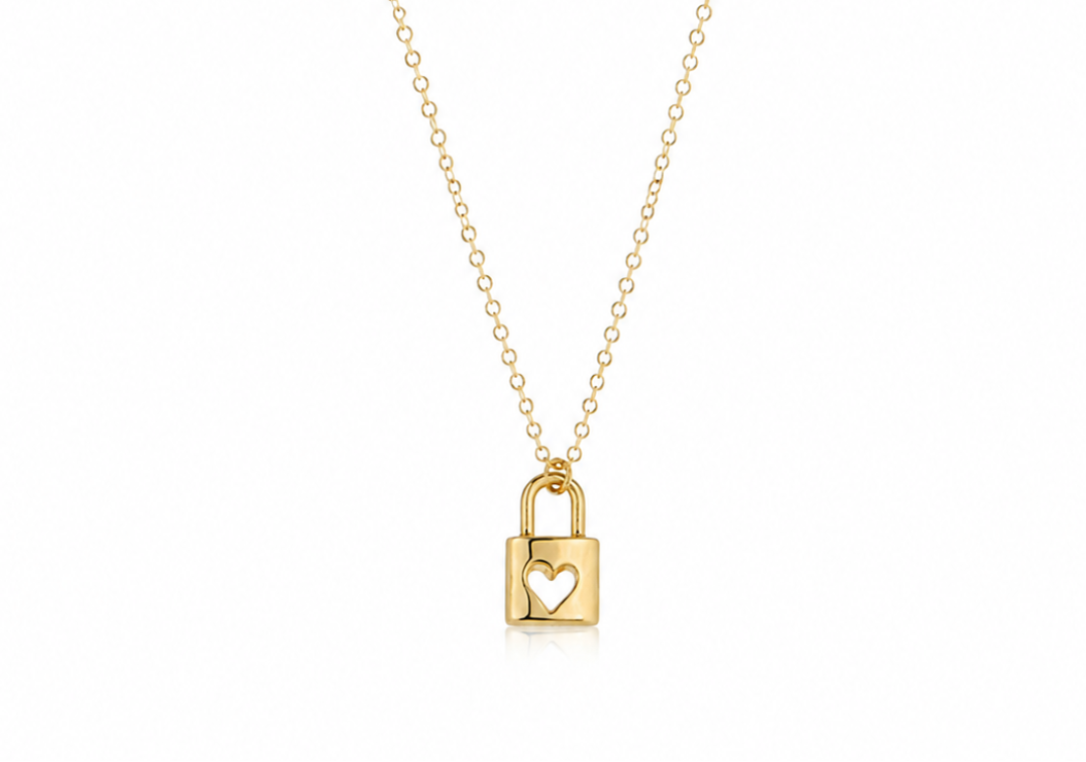 Golden Heart Lock Necklace - 14K Gold filled