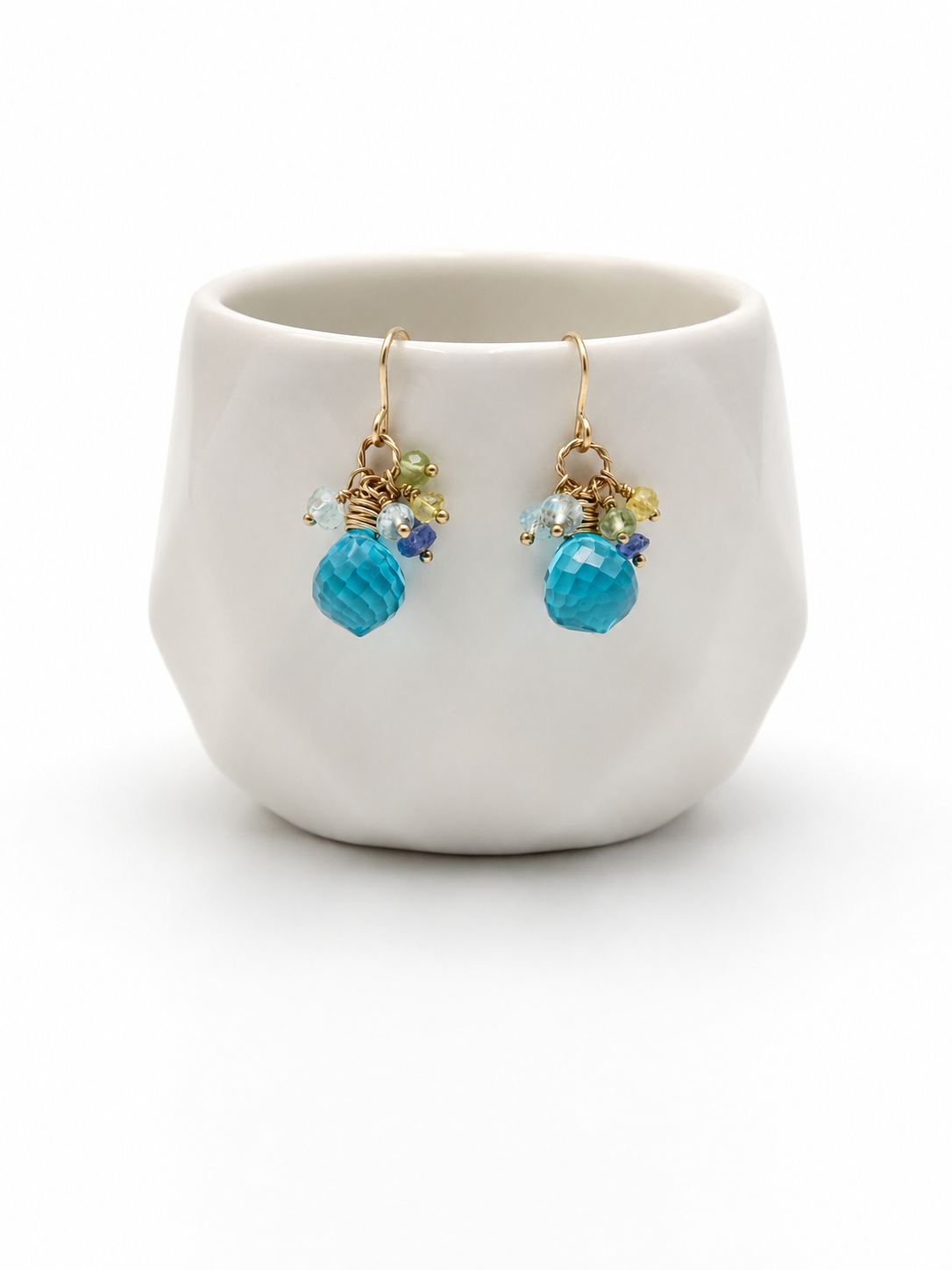 Handmade Confetti Drop Multi Gemstone Earrings