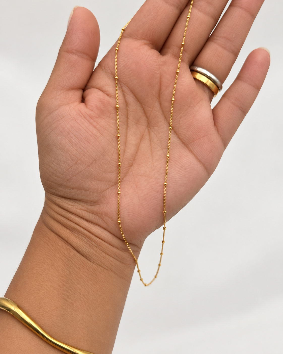 14K Gold Filled Satellite Chain Necklace – 18 Inch Dainty Bead Chain
