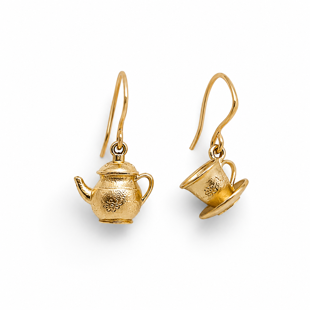 Handcrafted Teapot & Teacup Dangle Earrings