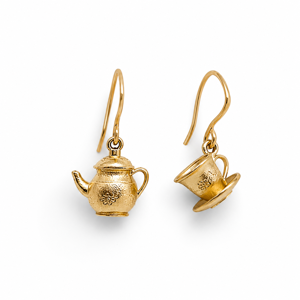 Handcrafted Teapot & Teacup Dangle Earrings