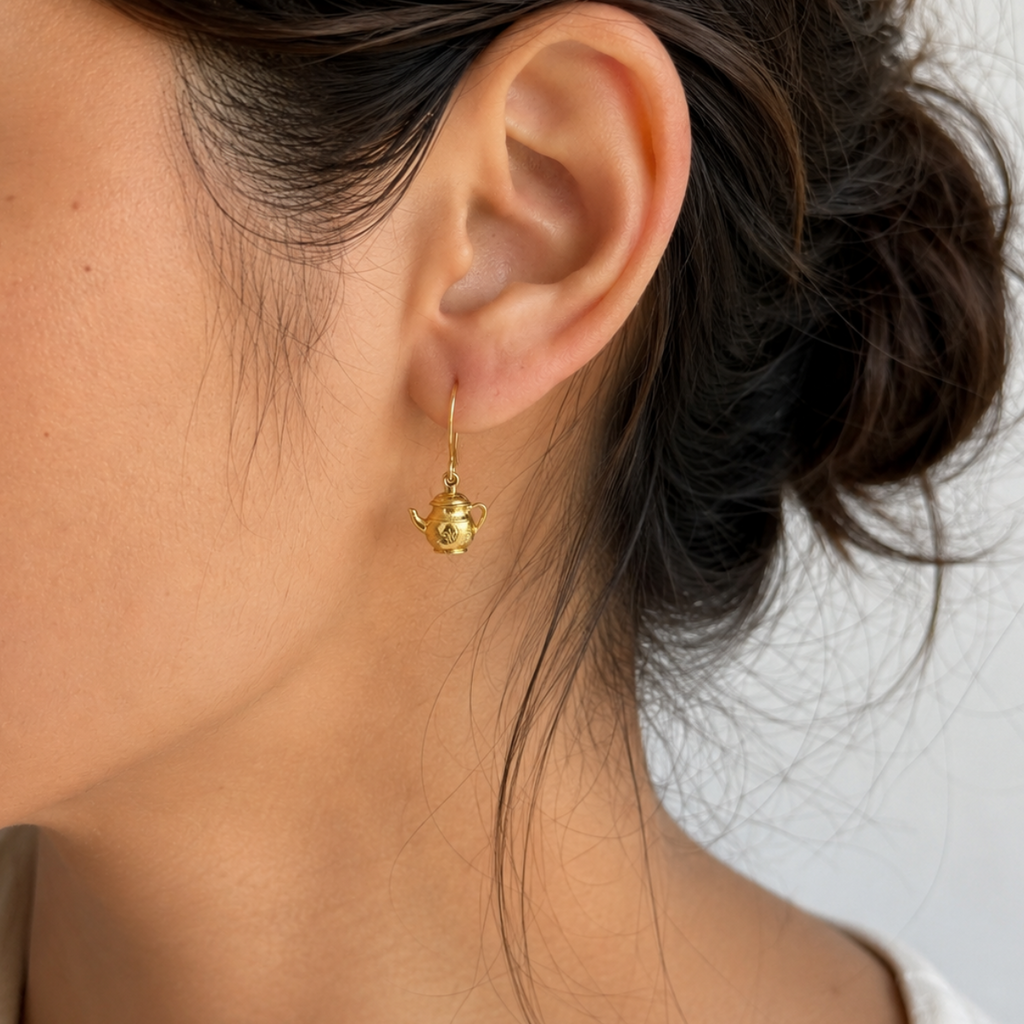 Handcrafted Teapot & Teacup Dangle Earrings