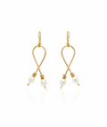 Handmade Gold Wire Wishbone Pearl Drop Earrings