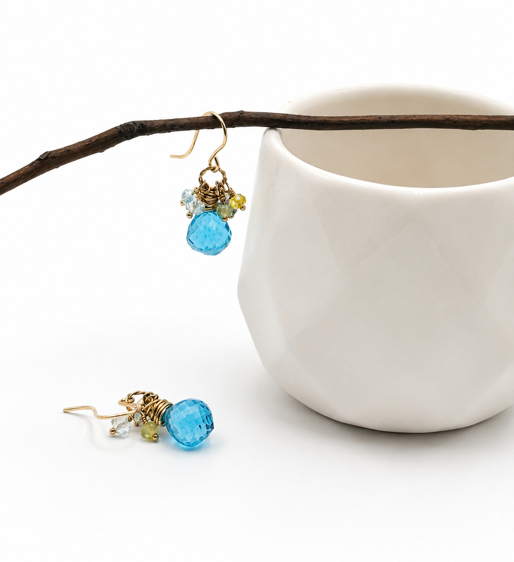 Handmade Confetti Drop Multi Gemstone Earrings