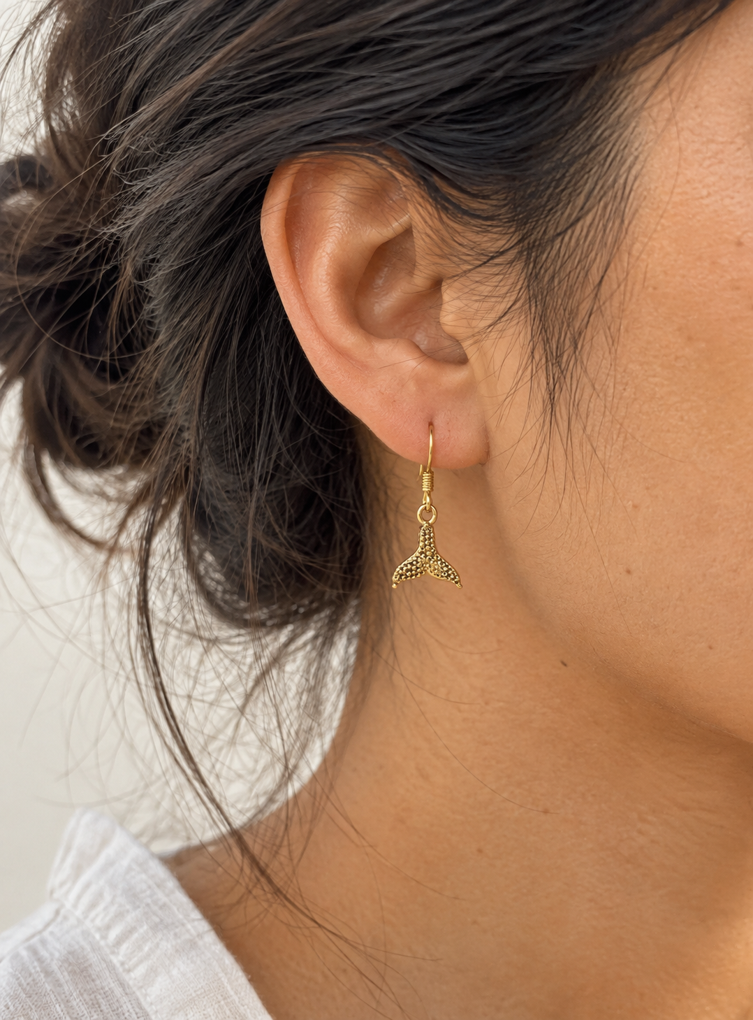 Golden Tide Whale Tail Dangles