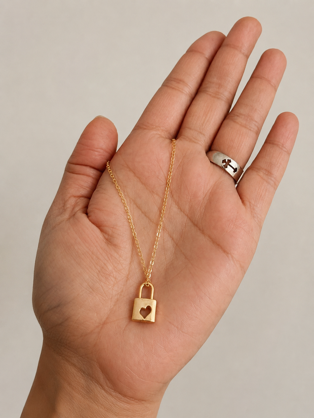 Golden Heart Lock Necklace - 14K Gold filled