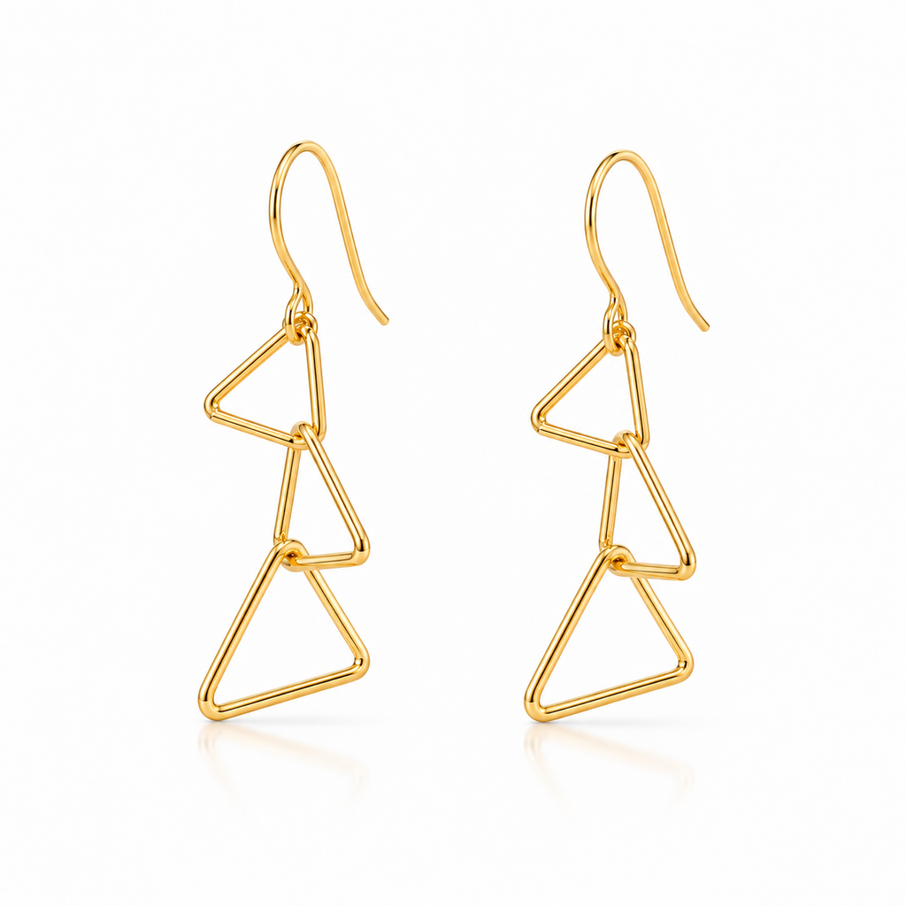 Geometric Triangle Drop Earrings – Gold Filled & Gold Plated