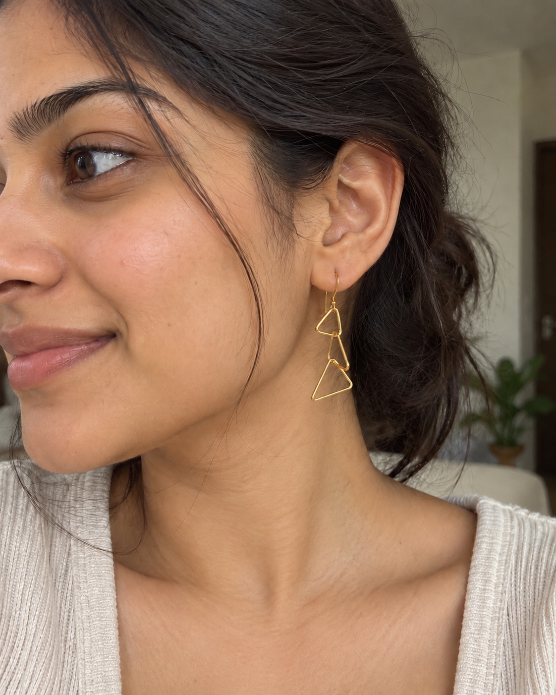 Geometric Triangle Drop Earrings – Gold Filled & Gold Plated